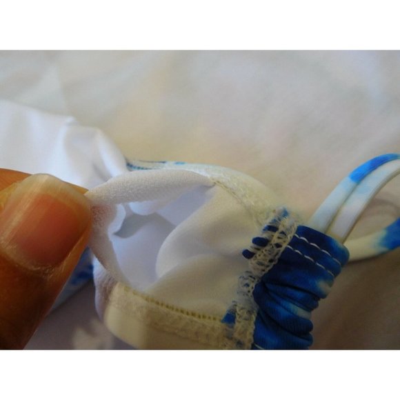 NEW Bikini Lab Bikini Top Blue White Padded Removable Medium M Swimwear Summer - Picture 6 of 8
